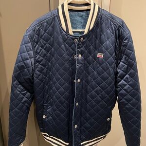 Levi's Blue Quilted Bomber Jacket with Ribbed Accents